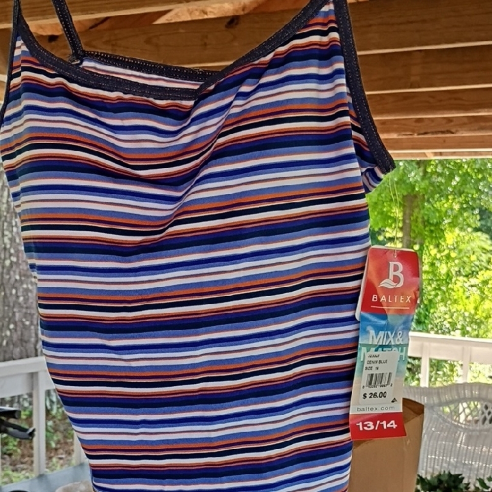 Bali Blue and Red Camisole with Nautical Stripes